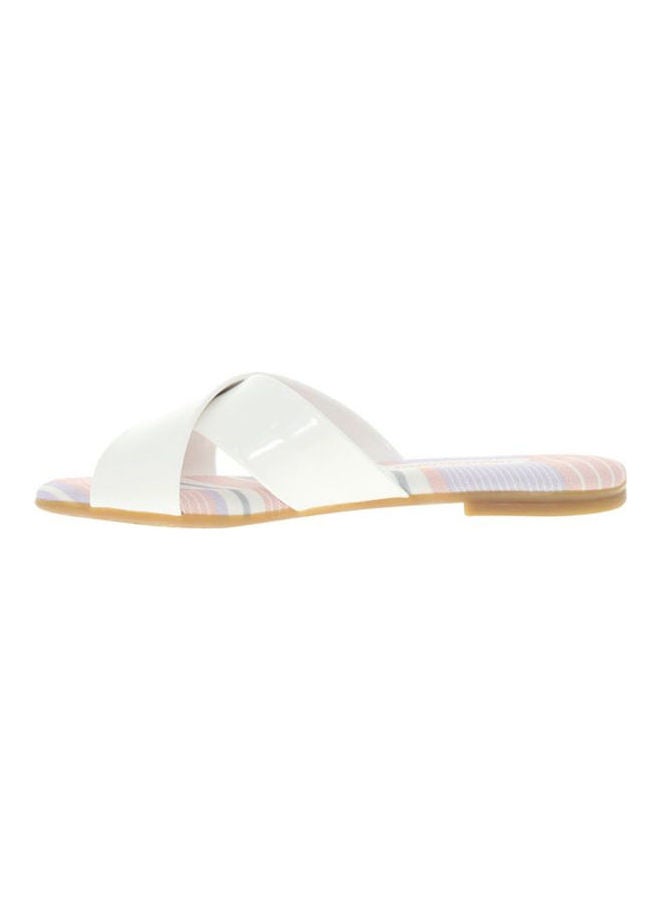 Cris Cross Details Flat Sandals White