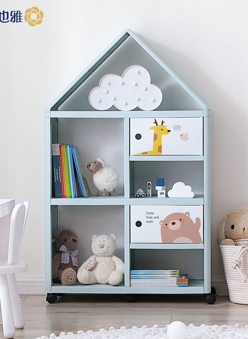 Children's Cartoon Plastic Floor Bookshelf Bookshelf Books Toys Multi-layer Removable Shelves Storage Baskets