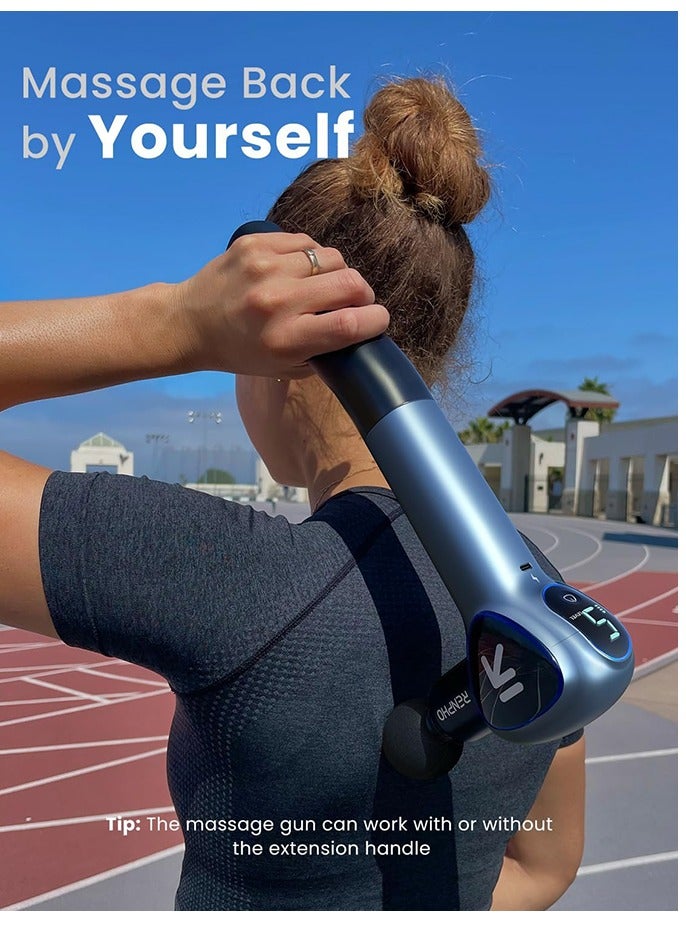 Muscle Massage Gun with Removable Handle, RENPHO Reach Massage Gun, 5 Speed, 4 Massage Heads, 2 in 1 Deep Tissue Hand Massager