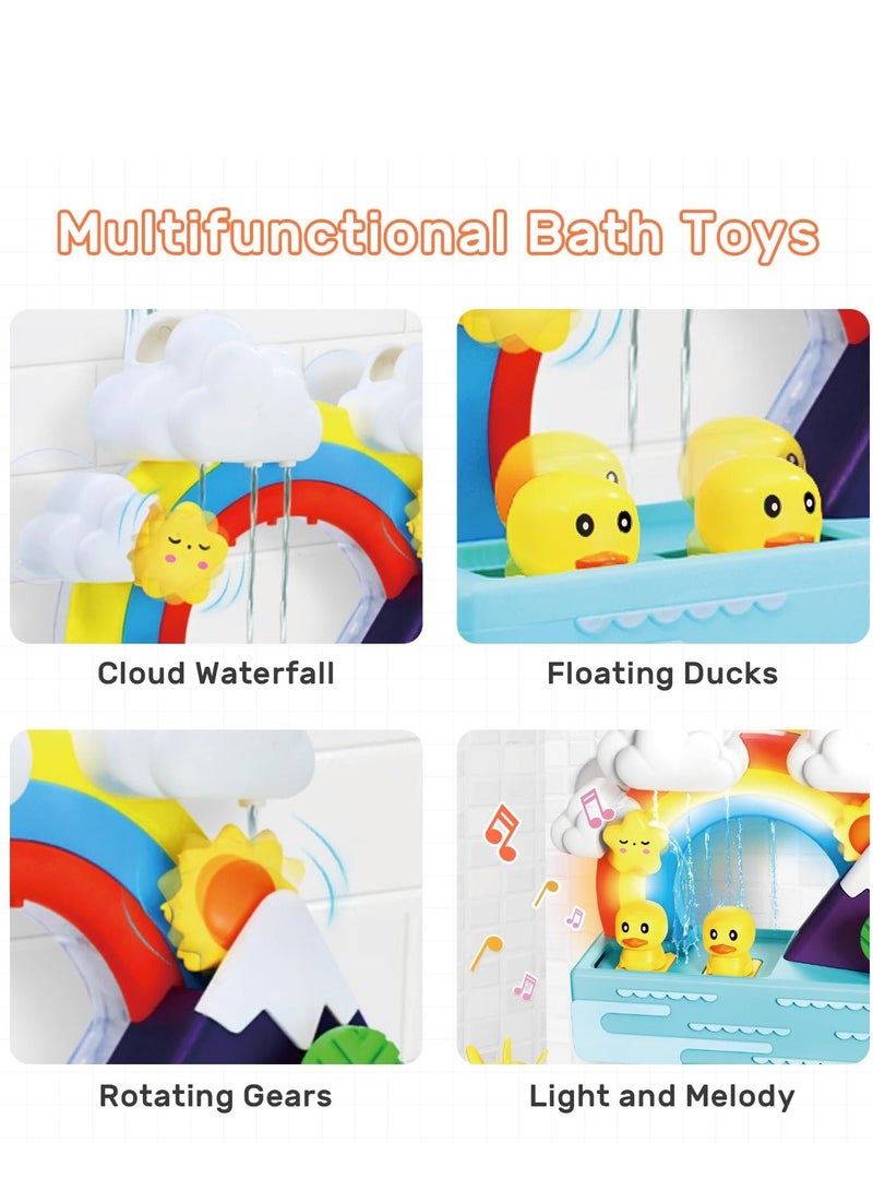 Bath Toys for Toddlers Wall Bathtub Toy Slide for Kids 3 4 5 6 Years, Bath Toys for Kids Ages 4-8, DIY Slide Bath Toys with Wind-Up Duck, Shower Water Track Toys Gifts for Boys Girls