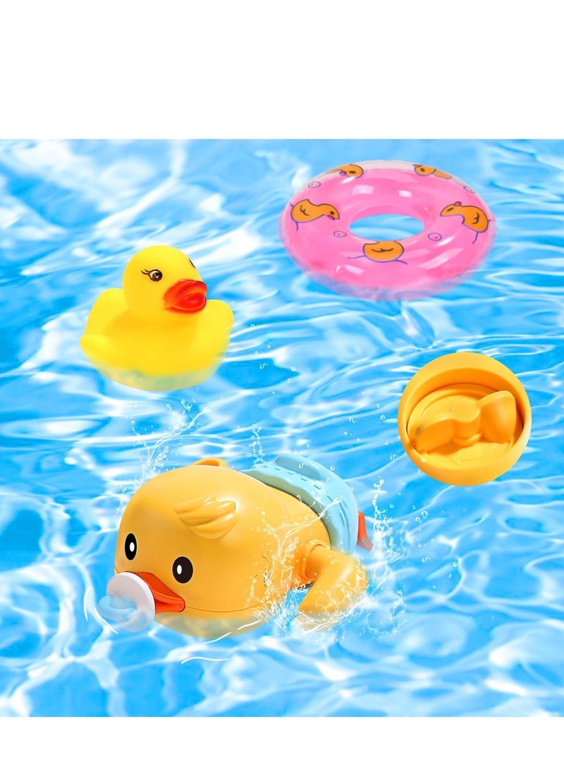 Bath Toys for Toddlers Wall Bathtub Toy Slide for Kids 3 4 5 6 Years, Bath Toys for Kids Ages 4-8, DIY Slide Bath Toys with Wind-Up Duck, Shower Water Track Toys Gifts for Boys Girls