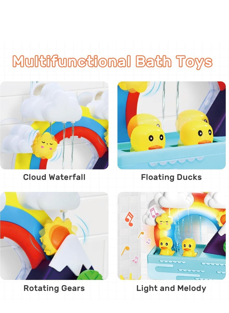 Bath Toys for Toddlers Wall Bathtub Toy Slide for Kids 3 4 5 6 Years, Bath Toys for Kids Ages 4-8, DIY Slide Bath Toys with Wind-Up Duck, Shower Water Track Toys Gifts for Boys Girls