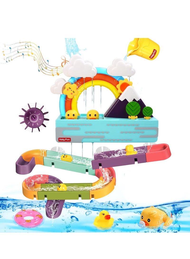 Bath Toys for Toddlers Wall Bathtub Toy Slide for Kids 3 4 5 6 Years, Bath Toys for Kids Ages 4-8, DIY Slide Bath Toys with Wind-Up Duck, Shower Water Track Toys Gifts for Boys Girls