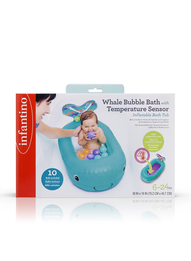 Whale Temperature Sensor Inflatable Bubble Bath Tub From 6 Months And Above - Teal