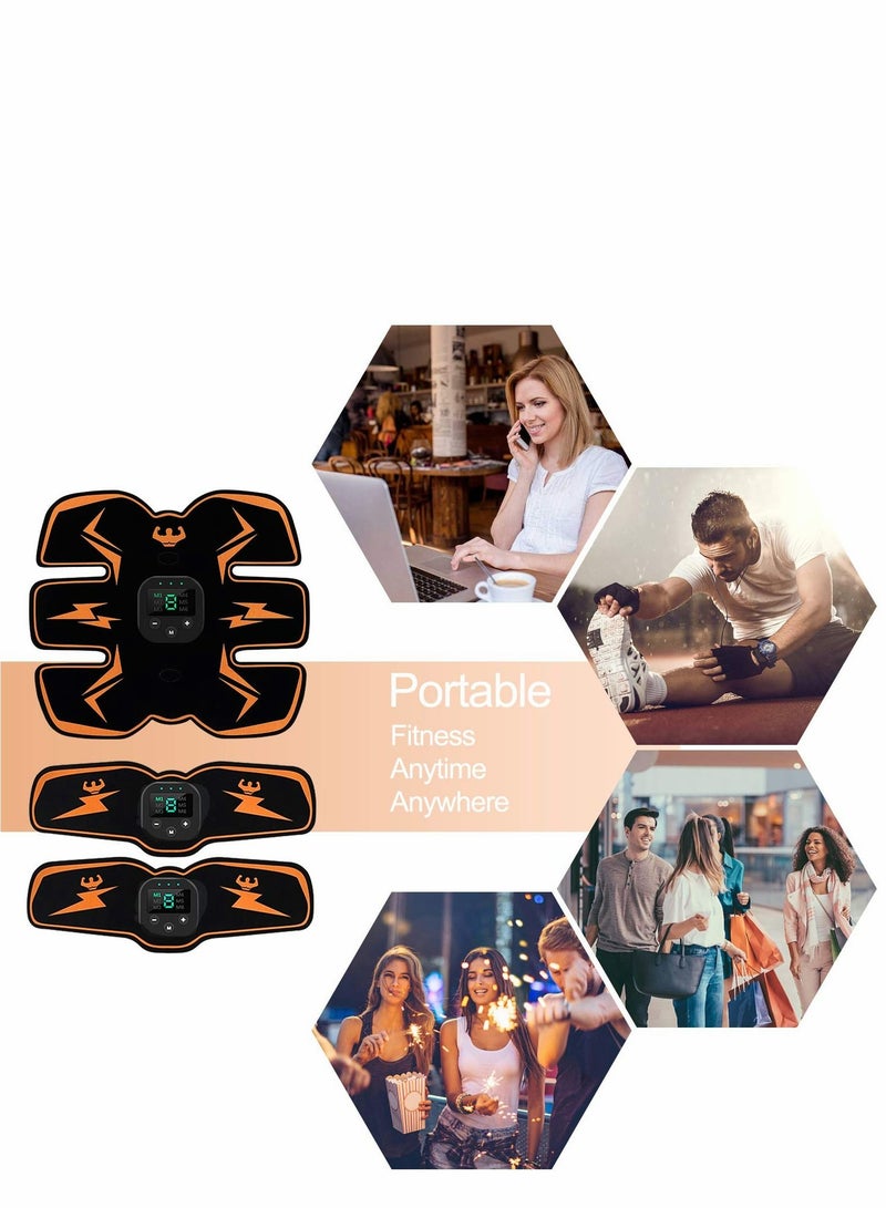 Muscle Toner, Abdominal Toning Belt Fit for Body Arm - Abs Trainer Muscle Toner - EMS Muscle Stimulator - Electrical Muscle Stimulation Abs Stimulator at Home Office Gymnasium, 10 pcs Free Gel Pads