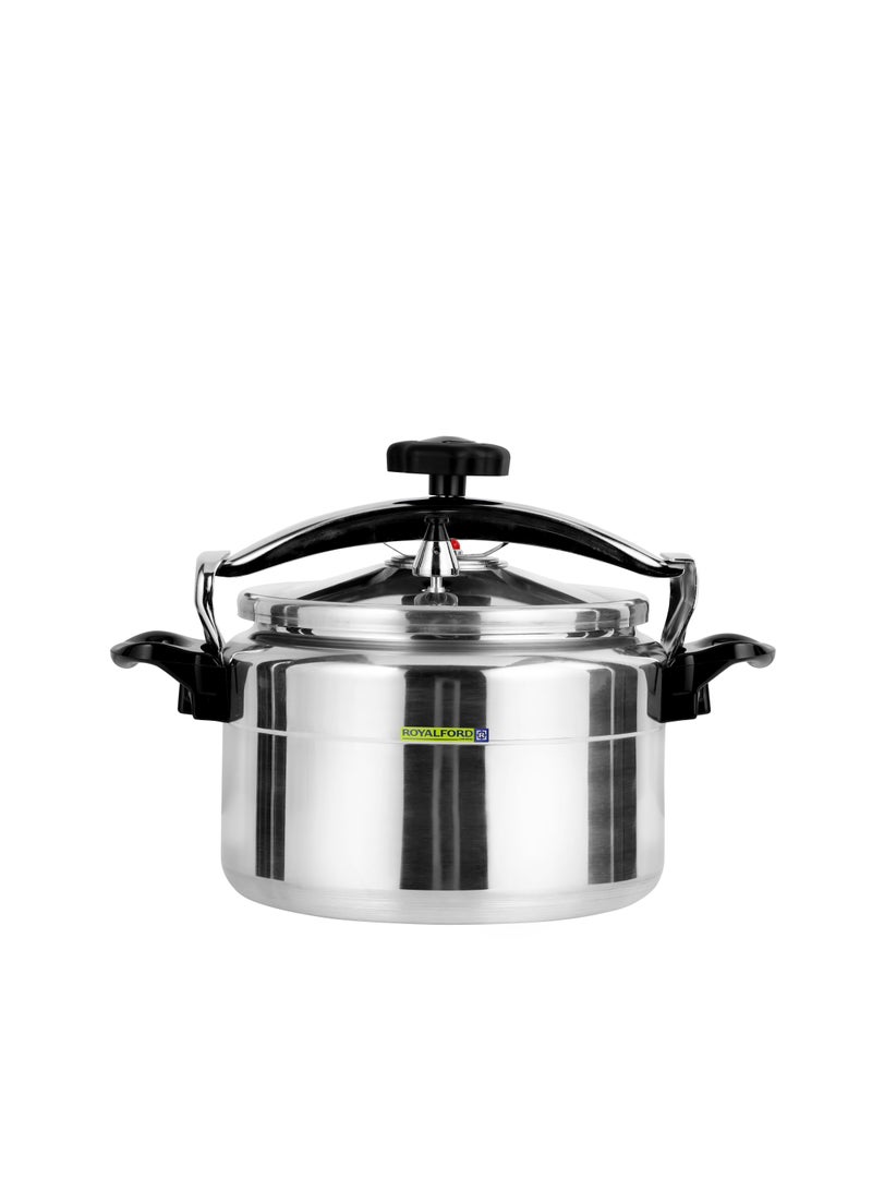 Royalford 9L Aluminum Pressure Cooker RF11175 Equipped with Multi Safety Device and Unique Pressure Indicator Durable Aluminum Alloy Construction with Firm Handles Silver Silver 9Liters