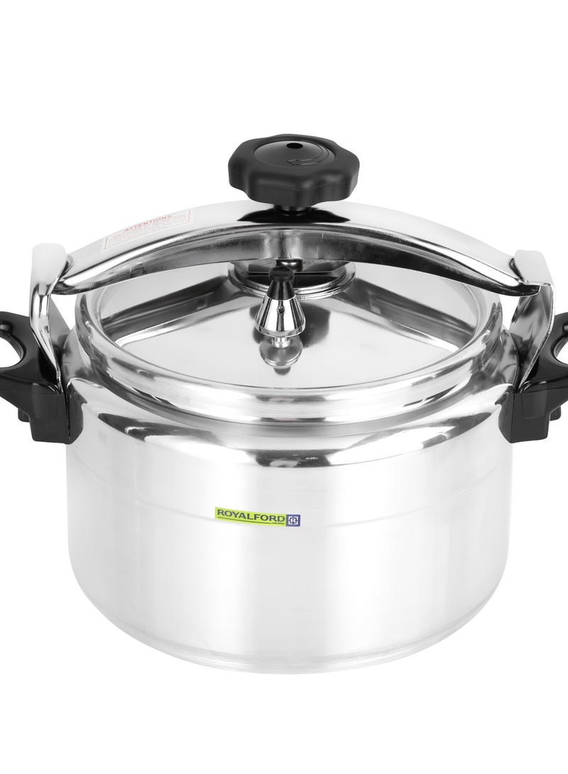 Royalford 9L Aluminum Pressure Cooker RF11175 Equipped with Multi Safety Device and Unique Pressure Indicator Durable Aluminum Alloy Construction with Firm Handles Silver Silver 9Liters