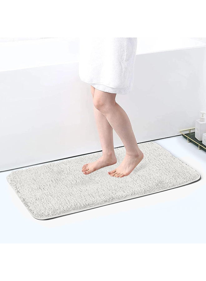 Home Pro Bath Mat With U Shape Toilet Rug (Set of 2 Pcs) Bathroom Mat Non-Slip Back Soft Fleece Highly Absorbent Microfiber Bath Rug Perfect For Bathroom & Toilet (White)