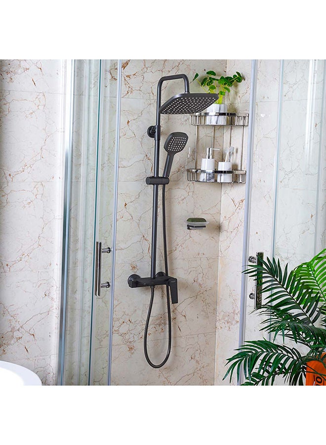 Milano Enzo Bath Shower With Rod & Rain Shower Complete Set, Rain Shower Complete Set With Rods L 75 x W 33 x H 14 Cm Grey