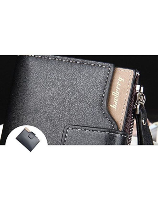 Buckle Zipper Leather Cash Card Holder Wallet for Men