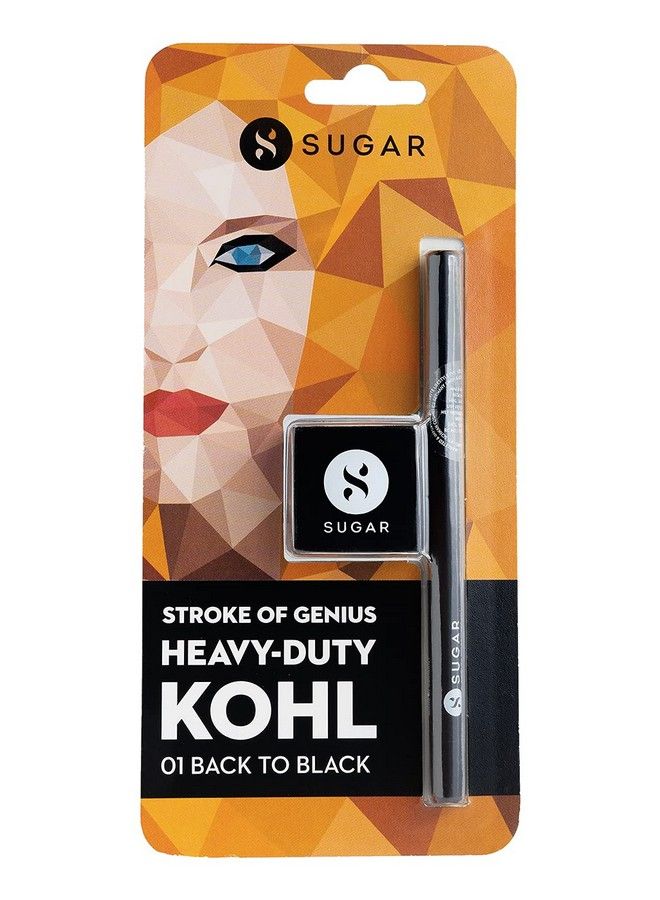 Stroke Of Genius Heavyduty Kohl 01 Back To Black (Black) Waterproof Kohl Pencil Lasts Up To 8 Hours