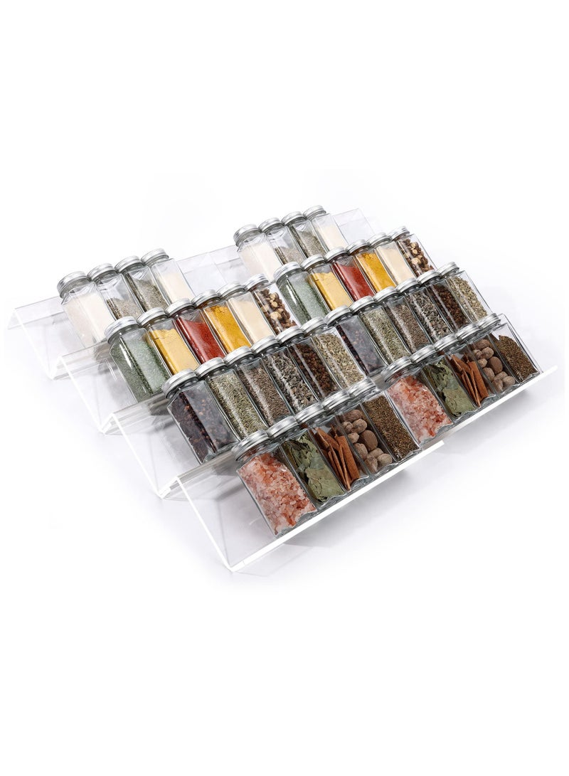 Spice Organizer, 8 Pcs Clear Acrylic Kitchen Spice Rack Tray for Drawer/Countertop (Jars not included)