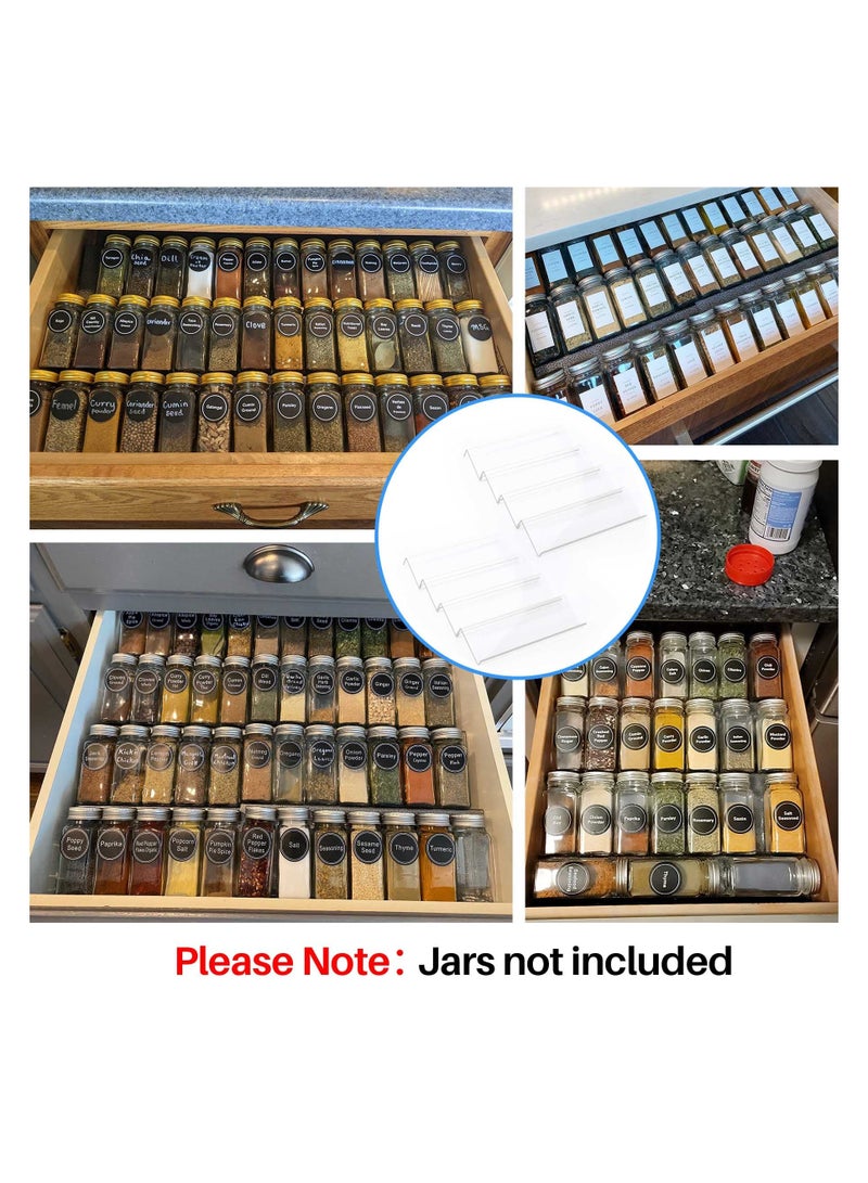 Spice Organizer, 8 Pcs Clear Acrylic Kitchen Spice Rack Tray for Drawer/Countertop (Jars not included)