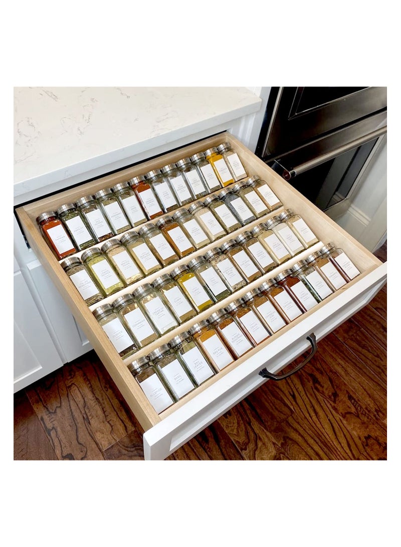 Spice Organizer, 8 Pcs Clear Acrylic Kitchen Spice Rack Tray for Drawer/Countertop (Jars not included)