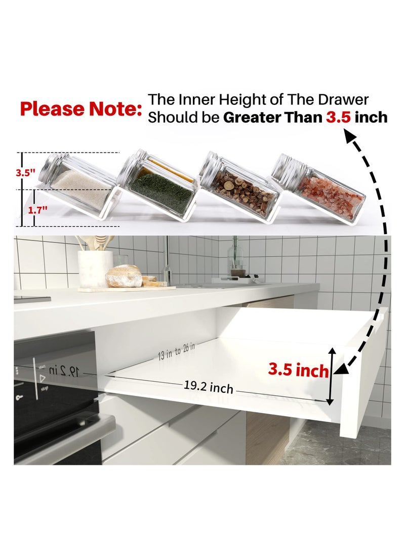 Spice Organizer, 8 Pcs Clear Acrylic Kitchen Spice Rack Tray for Drawer/Countertop (Jars not included)