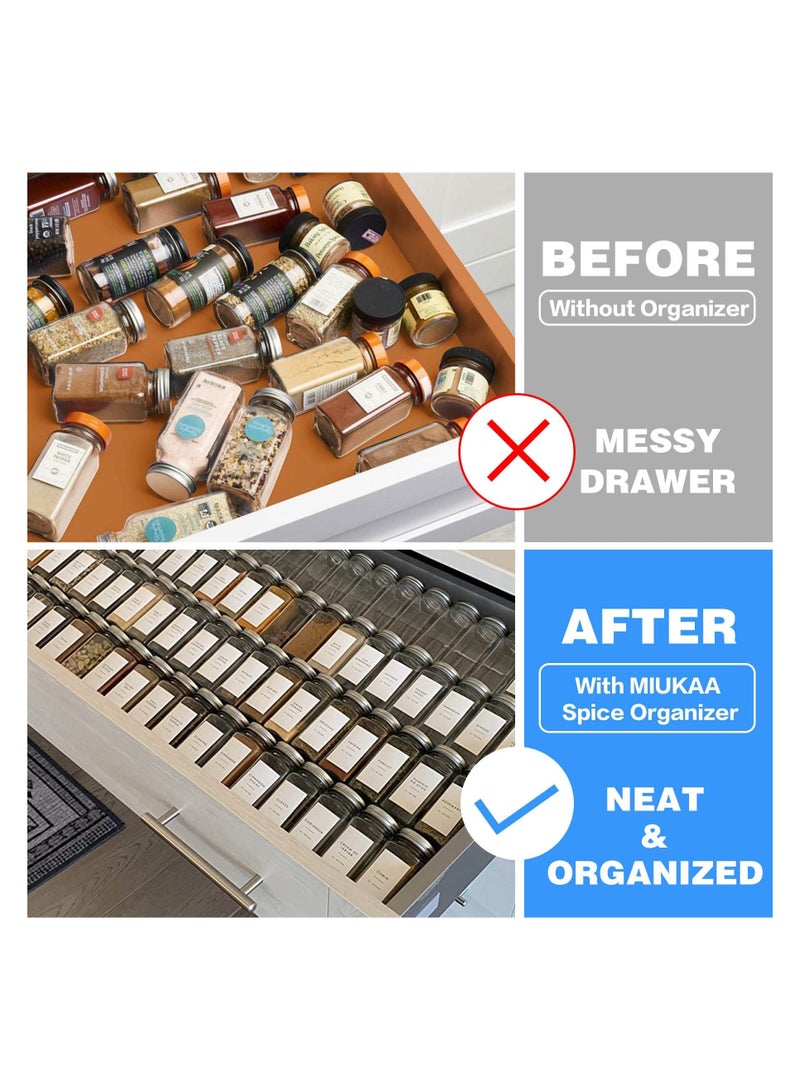 Spice Organizer, 8 Pcs Clear Acrylic Kitchen Spice Rack Tray for Drawer/Countertop (Jars not included)