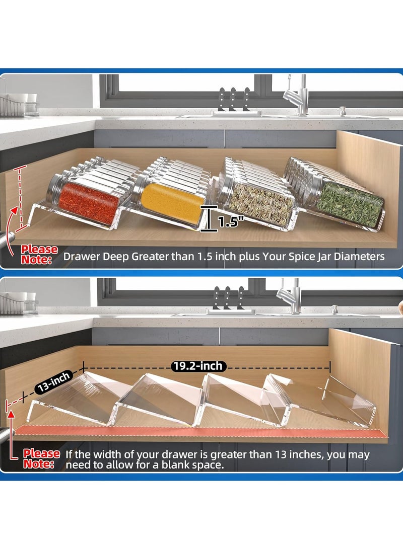 4 PCS Clear Acrylic In Drawer Seasoning Jars Rack,Kitchen Spice Rack Tray for Drawer/Countertop (Jars not included)