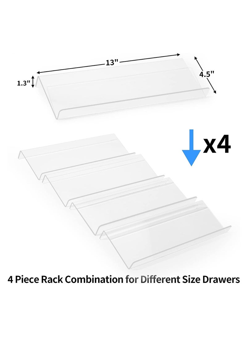 4 PCS Clear Acrylic In Drawer Seasoning Jars Rack,Kitchen Spice Rack Tray for Drawer/Countertop (Jars not included)