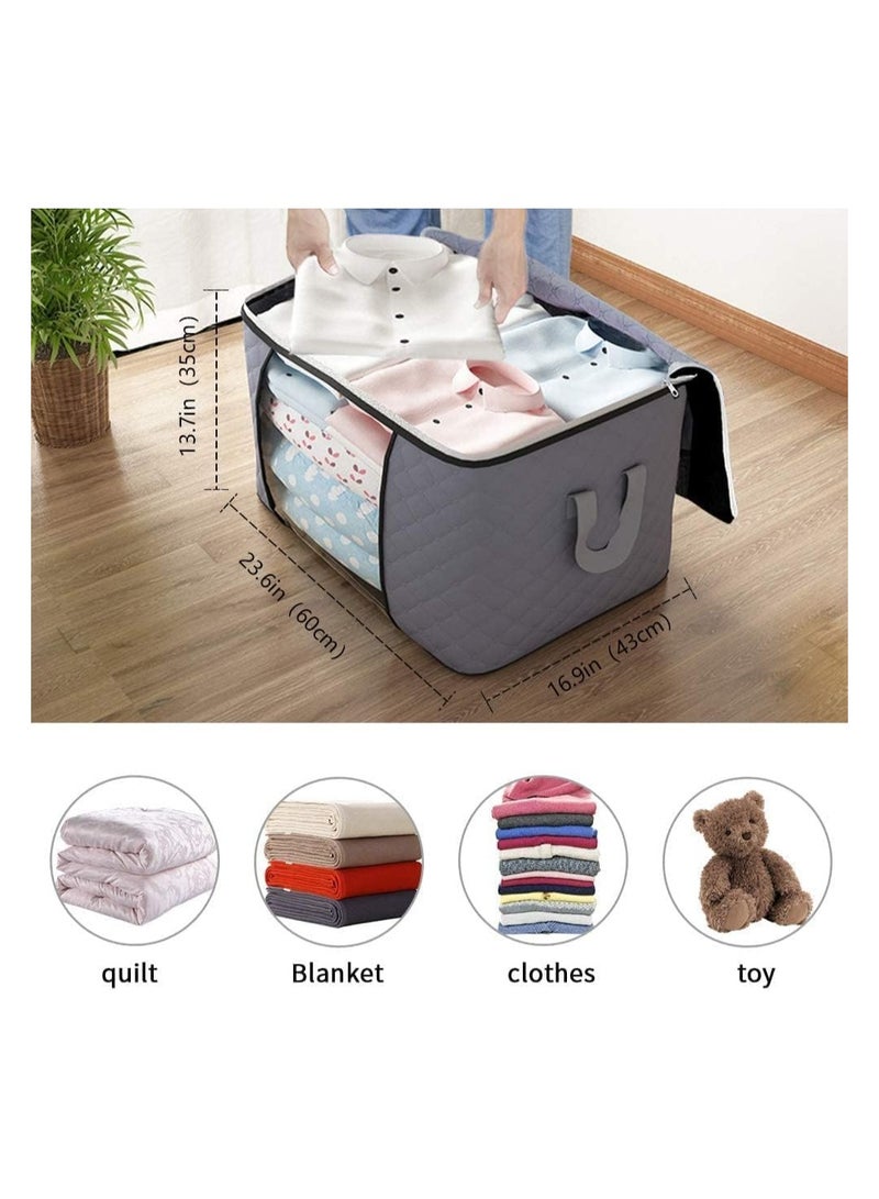 8 Pack Large Storage Bags, Clothes Storage Bins Foldable Closet Organizers Storage Containers with Durable Handles Thick Fabric for Blanket Comforter Clothing Bedding