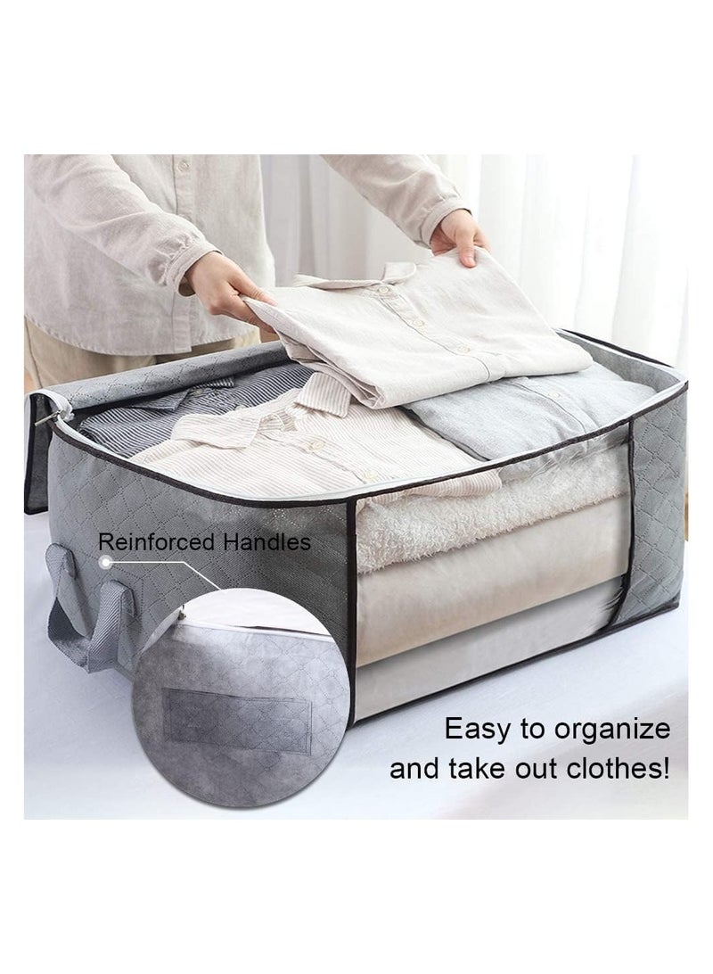 8 Pack Large Storage Bags, Clothes Storage Bins Foldable Closet Organizers Storage Containers with Durable Handles Thick Fabric for Blanket Comforter Clothing Bedding