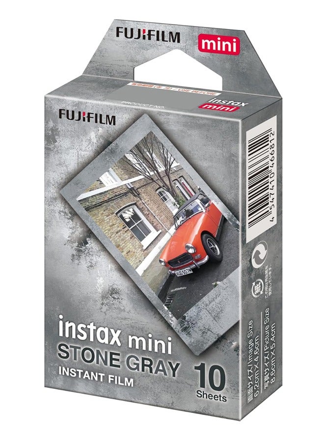 Instax Mini Instant Film Stone Gray Border, 10 Shot Pack, Suitable For All Instax Mini Cameras And Printers