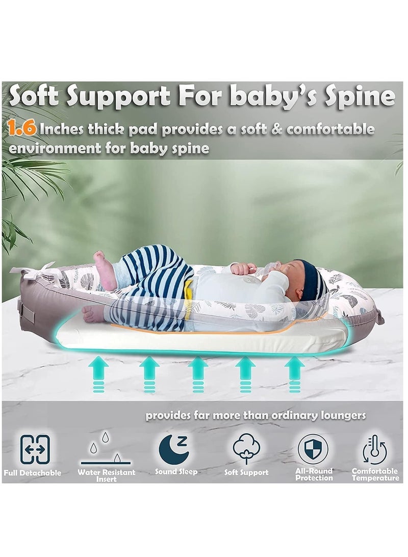 Baby Lounger & Baby Nest,  Breathable Cotton & Ultra Soft Infant Crib, Portable Baby Bed for Bedroom Travel Camping