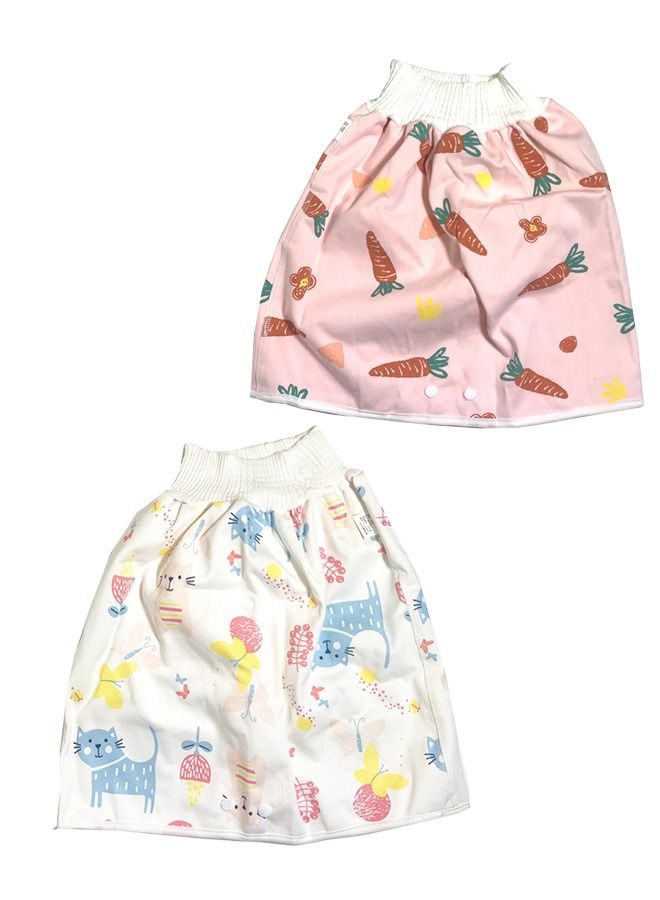 2 Pcs Toddler Training Waterproof Diaper Skirt For Baby Multicolour