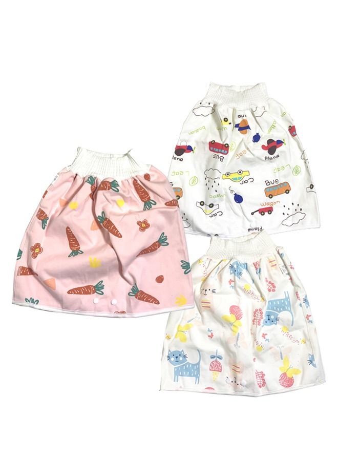 3-Pcs Toddler Training Waterproof Diaper Skirt For Baby (Design May Vary)