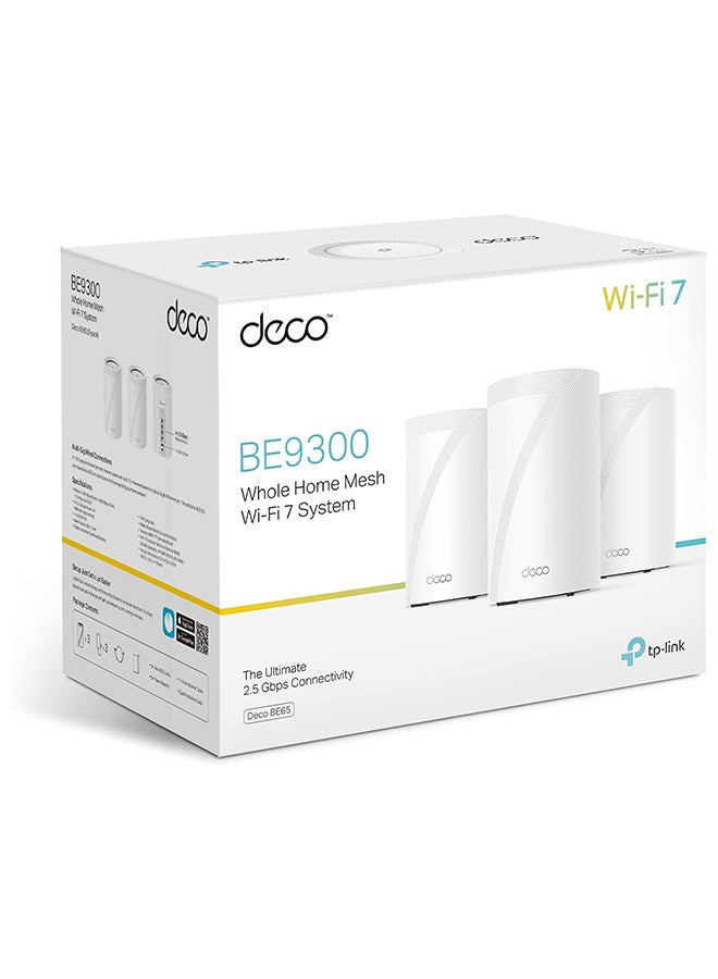 Deco BE65(3-pack) BE11000 Whole Home Mesh Wi-Fi 7 System White