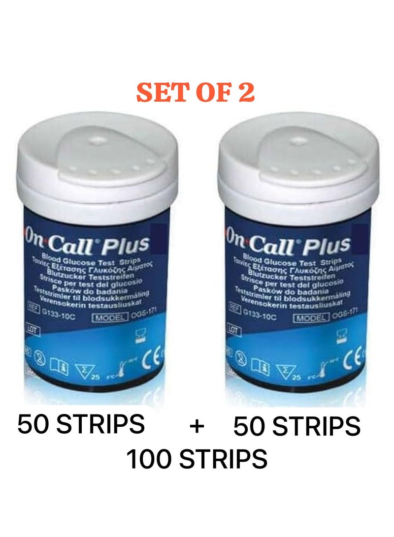 ON CALL PLUS Blood Glucose Test Strips 100 Test Strips