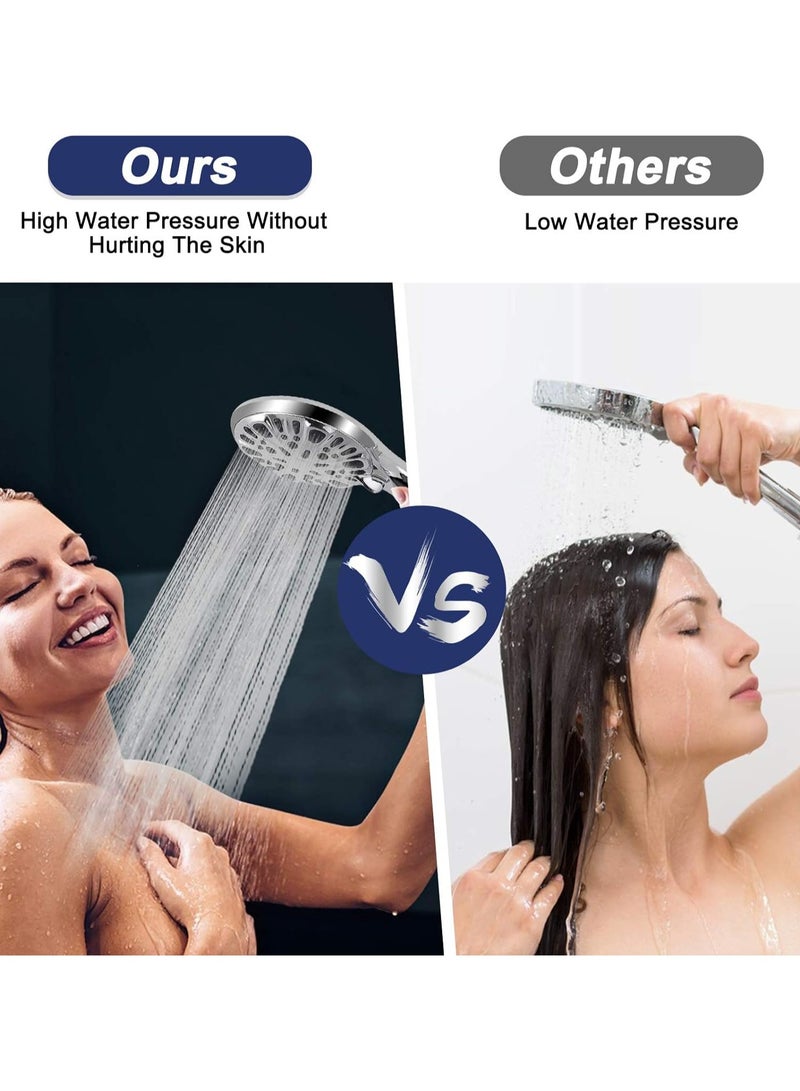 High-Pressure Handheld Shower Head with 8 Spray Settings & 2 Power Jet Modes, Detachable Showerhead Set with Stainless Steel Hose and Adjustable Bracket, Ideal for Soft Skin, and Hair & Cleaning Tub