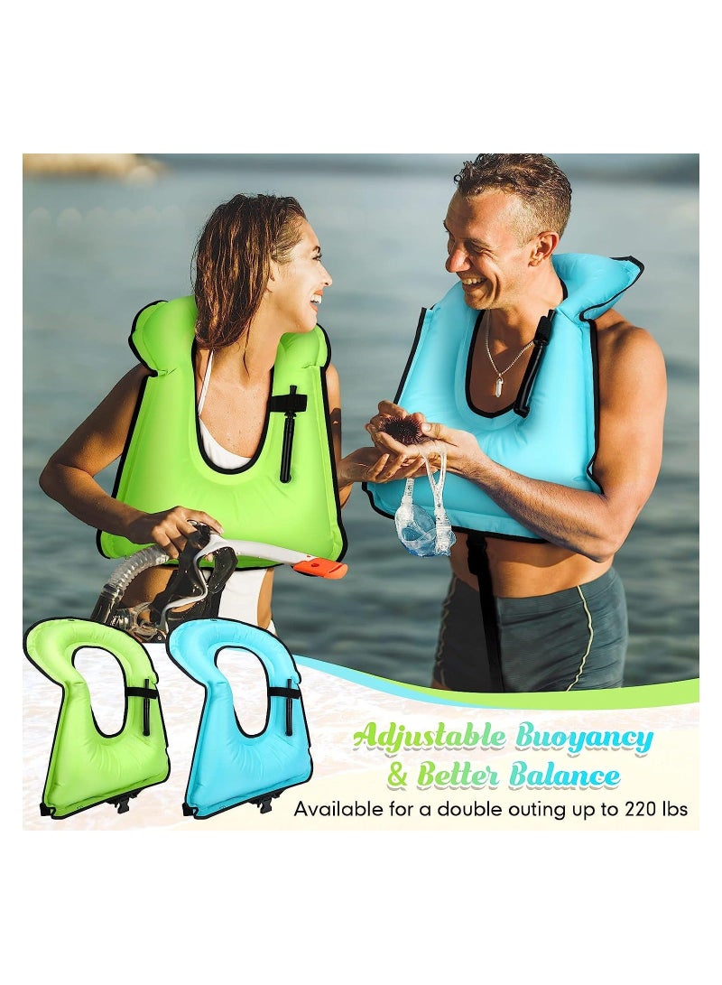Inflatable Snorkel Vest, Adults Adjustable Light Snorkeling Jackets, Portable Swim Vest for Snorkeling Swimming Diving Surfing, 2Pcs