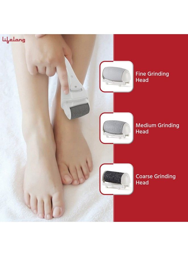 Llpcw04 Rechargeable Pedicure Device For Callus & Dead Skin Removal & Feet Care ; Pedicure Kit For Women For Foot ; Feet Callus Remover At Home 1 Year Warranty (White)