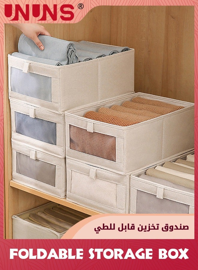 4 Pack Linen Storage Bins,Storage Containers For Organizing Clothing,Jeans,Toys,Books,Shelves,Closet,Wardrobe,Closet Organizers And Storage,Large Storage Boxes Baskets With Visual Window