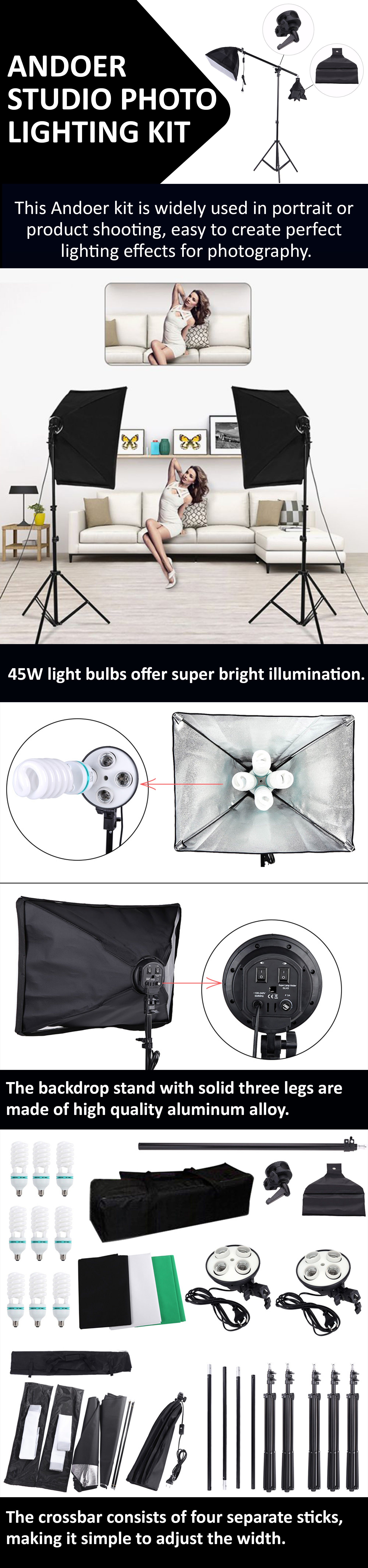 Studio Photo Lighting Kit Black/White