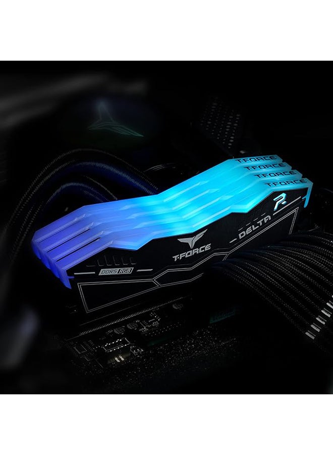 Team Group 32GB(2x16GB) DDR5 RGB Gaming RAM, up to 6000MHz CL38 Intel XMP 3.0 & AMD Expo Compatible Desktop Memory Module | BLACK