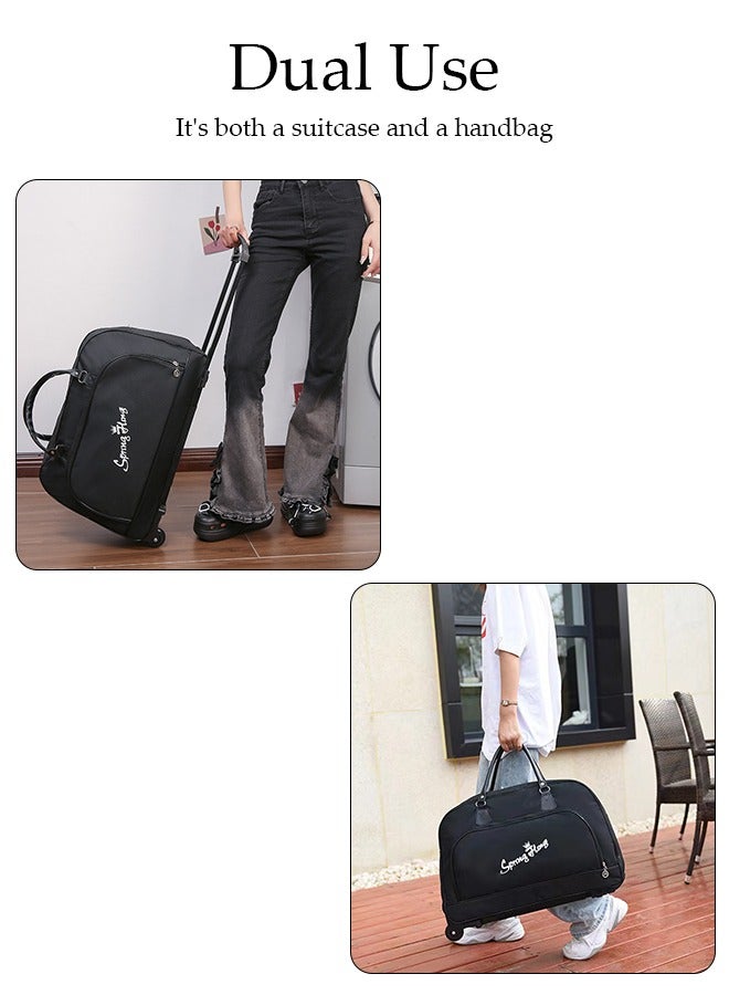 Expandable Underseat  Large Capacity Handbag with Adjustable Pull Rod Portable Luggage Trolley Business Travel Small Carry On Suitcases Bag for Air Travel