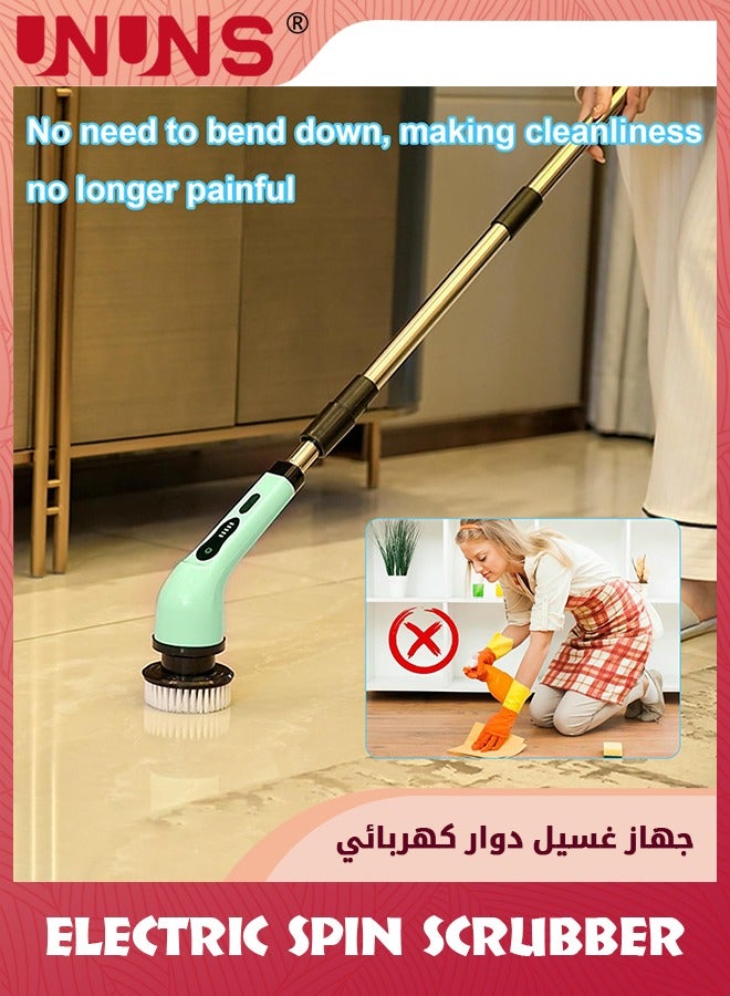 Electric Spin Scrubber,Cordless Powerful Scrub Brush For Cleaning Bathroom,Kitchen,Shower Tub And Floor Tile With Adjustable Extension Long Handle And 6 Replaceable Brush Heads