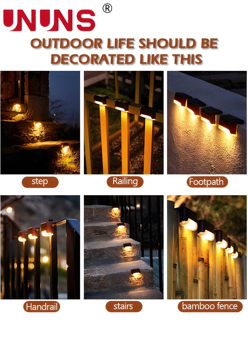 Solar Step Lamp,8 Pack Waterproof LED Solar Deck Light,Decor Solar Lights For Railing,Stairs,Fence,Post,Yard And Driveway,Brown