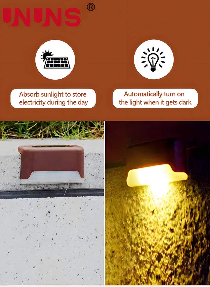 Solar Step Lamp,8 Pack Waterproof LED Solar Deck Light,Decor Solar Lights For Railing,Stairs,Fence,Post,Yard And Driveway,Brown