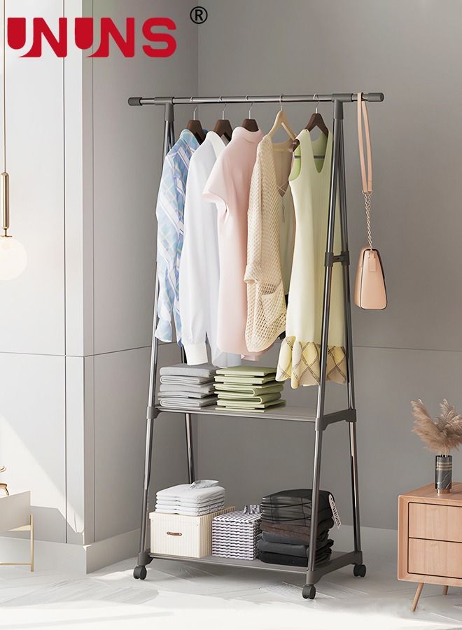 Coat Rack Freestanding,Triangle Coat Rack With Two-layer Storage,Removable Large Capacity Clothes Shoes Bags Boxes