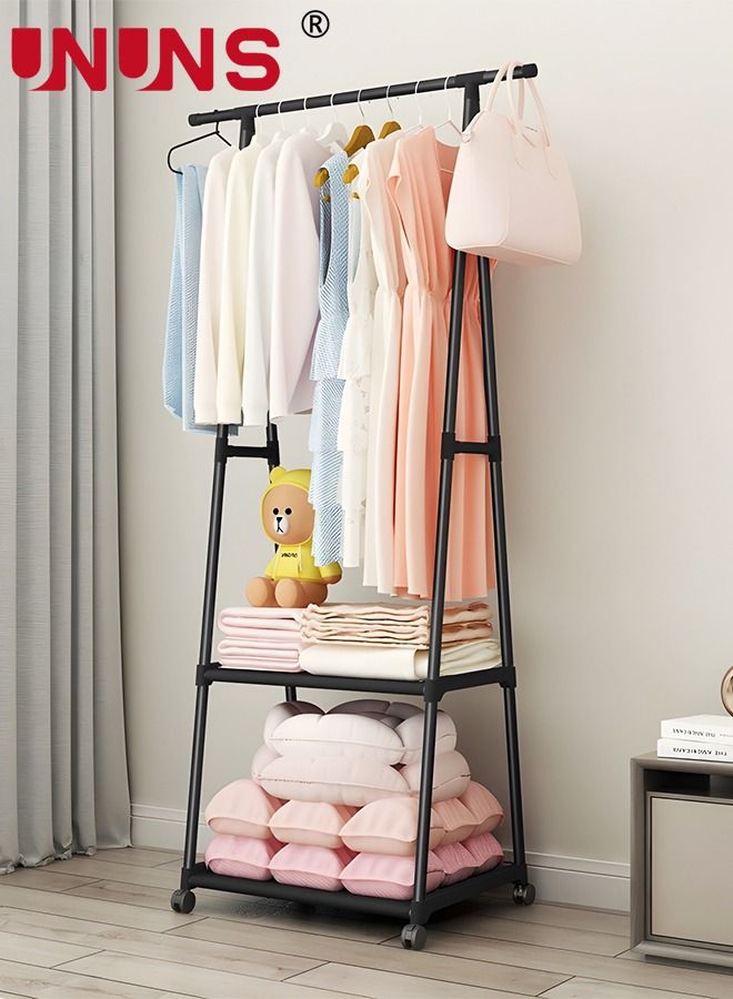 Coat Rack Freestanding,Triangle Coat Rack With Two-layer Storage,Removable Large Capacity Clothes Shoes Bags Boxes