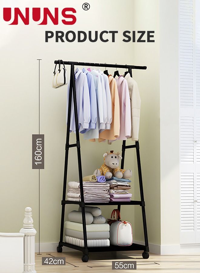 Coat Rack Freestanding,Triangle Coat Rack With Two-layer Storage,Removable Large Capacity Clothes Shoes Bags Boxes