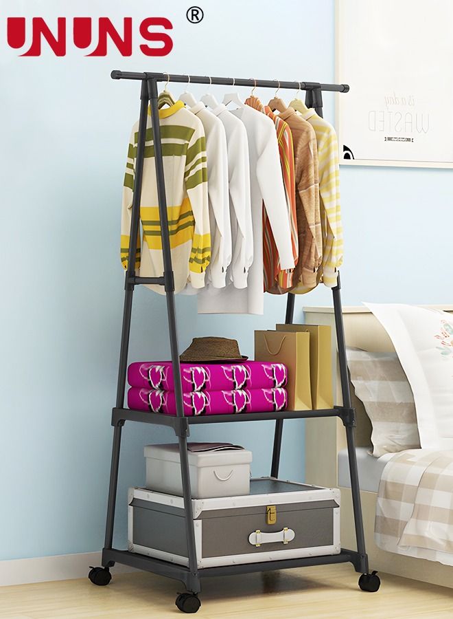 Coat Rack Freestanding,Triangle Coat Rack With Two-layer Storage,Removable Large Capacity Clothes Shoes Bags Boxes