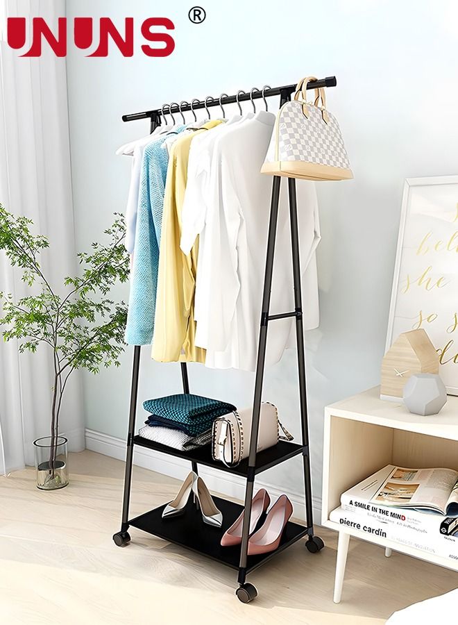 Coat Rack Freestanding,Triangle Coat Rack With Two-layer Storage,Removable Large Capacity Clothes Shoes Bags Boxes