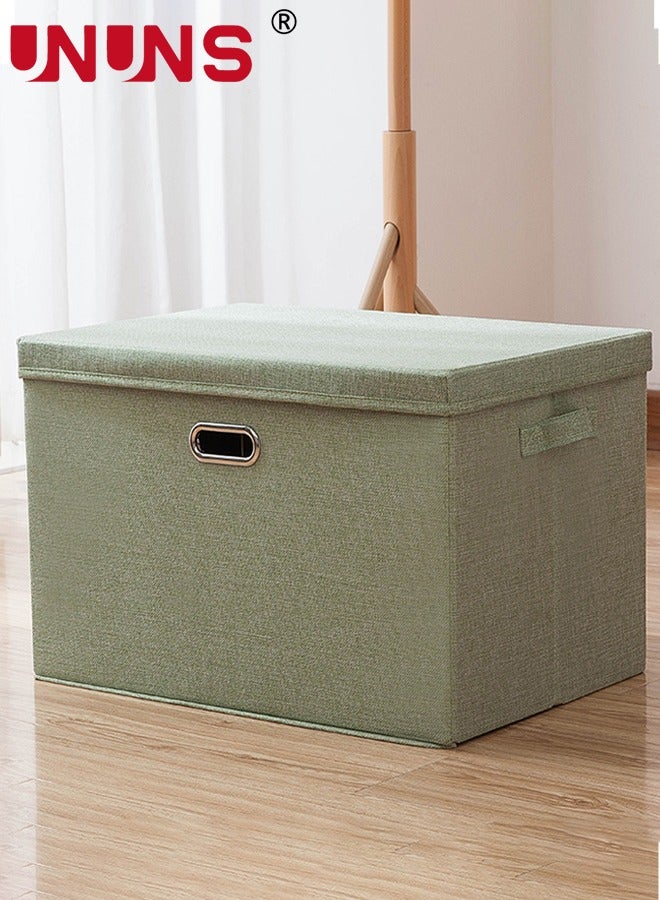 Foldable Storage Bins,81L Linen Fabric Collapsible Box With Removable Lids And Handles,Washable Storage Containers For Bedroom,Closet,Office,Living Room