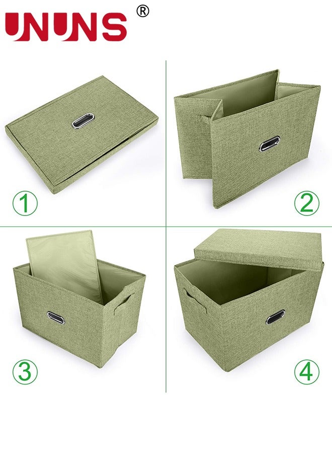 Foldable Storage Bins,81L Linen Fabric Collapsible Box With Removable Lids And Handles,Washable Storage Containers For Bedroom,Closet,Office,Living Room