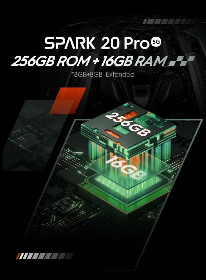 Spark 20 Pro 5G Dual SIM Glossy White 8GB RAM 256GB - Middle East Version