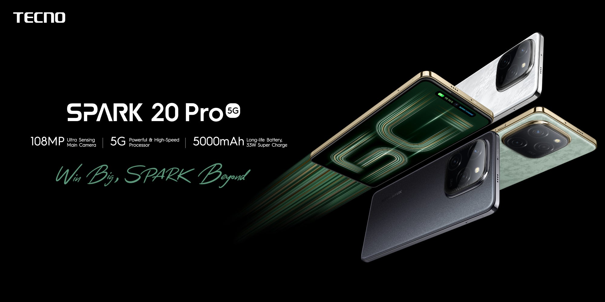 Spark 20 Pro 5G Dual SIM Glossy White 8GB RAM 256GB - Middle East Version