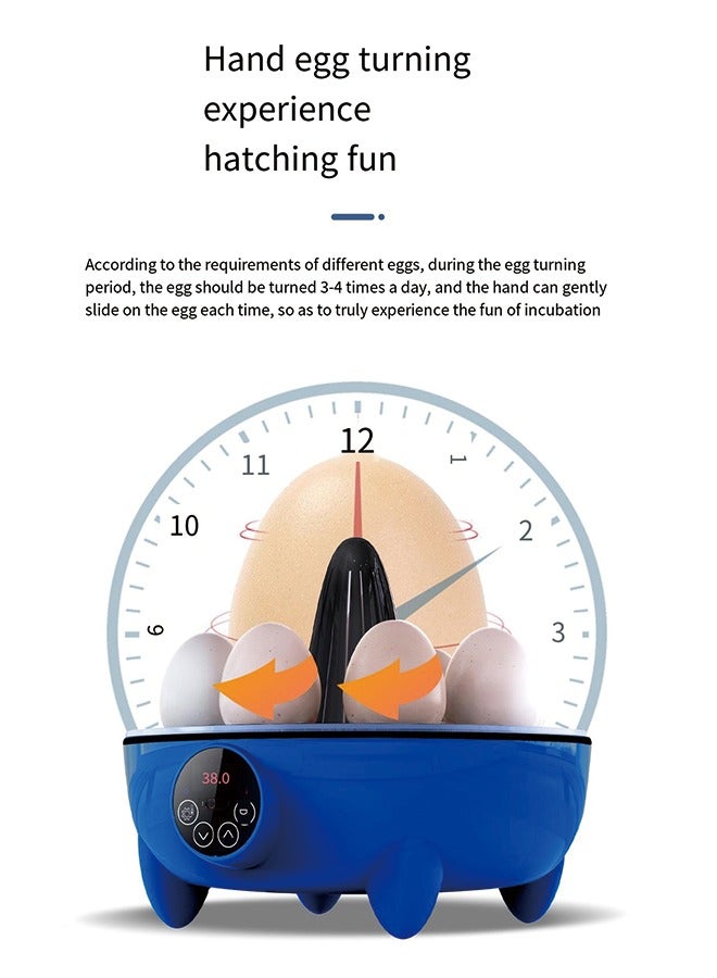 Egg Incubator, 8 Eggs Poultry Hatcher with Humidity Temperature Control, Mini Chicken Incubator 360 View Poultry Incubator for Hatching Chicks Quail Duck Bird Turkey Eggs(8 Eggs)